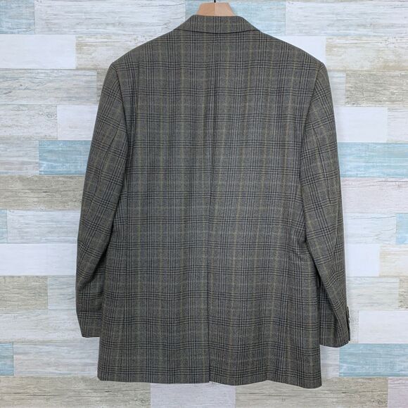 Jos A Bank Wool Sport Coat Jacket Gray Two Button Prince Of Wales Check Mens 43L - Picture 5 of 8